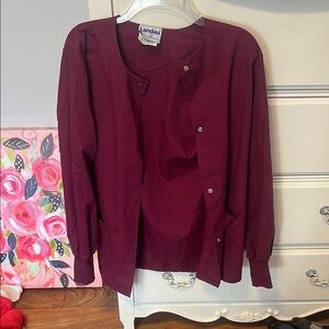 Burgundy scrub jacket!
